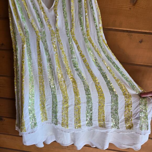 Anthropologie Ranna Gill Shimmer Channel Mini Dress Sequin Swing Large NYE Glam - Picture 5 of 9